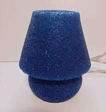 Vintage 8 inch Royal Blue Jelly Melted Plastic Popcorn Mushroom Table Lamp-Retro