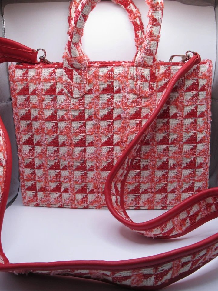 BAM Forever - Cartera MOD a Cuadros Rojo y Blanco con Correa Bandolera Desmontable Foto 3 de 4