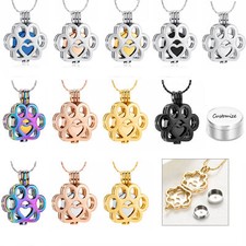 Custom Photo/Text Paw Urn Pendant Necklace Cremation Jewelry for Ashes Holder