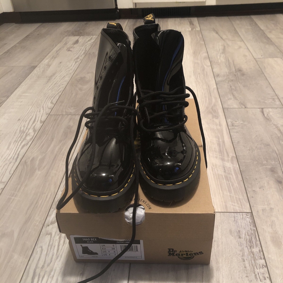 Dr Martens 1460 BEX Black Rouge Patent Lamper Women's Size