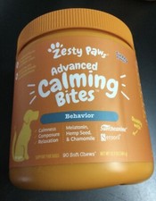 Zesty Paws Calming Bites for Dogs Behavior 90 Soft Chews Pet Treats EXP 01/2024