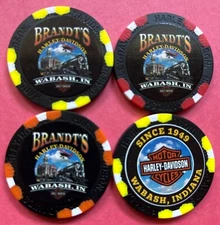 Harley Davidson Wide Print Poker Chip Brandt's HD in Wabash, Indiana  (PICK 1)