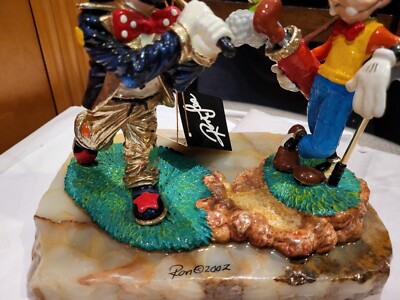 Ron Lee Pewter Gold Onyx Hand Painted Golf Hobo Joe's Goofy Caddie