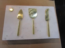 Mark & Graham wood and marble Hidden swivel compartment w 3 servers cheeseboard