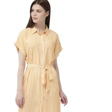 Forever 21 Womens Shirt Dress Size Medium Lightweight Striped Collared Belted.