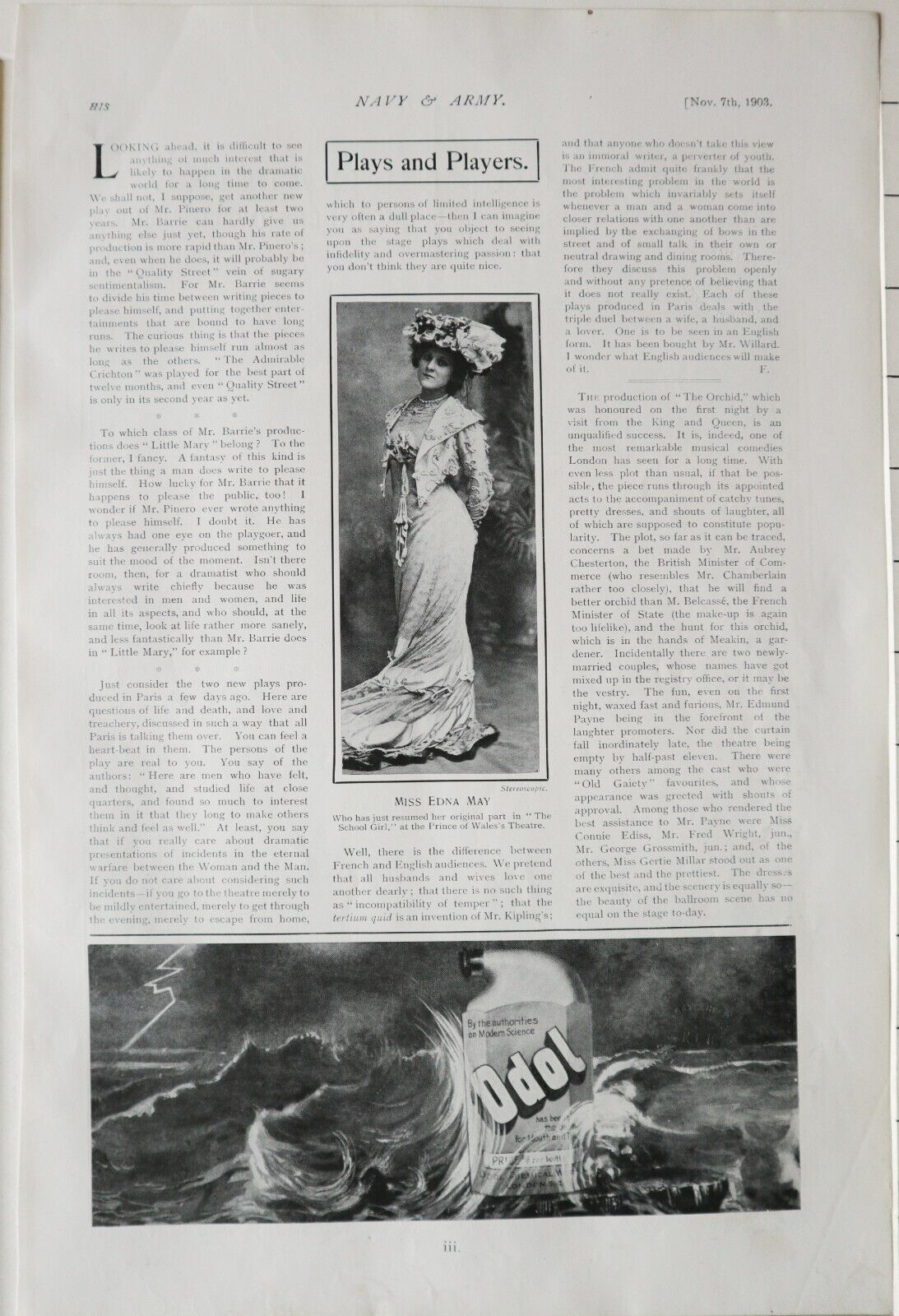 Image of 1903 Aufdruck Theater Spielt & Miss Edna May Die Schulmädchen Prinz von Wales