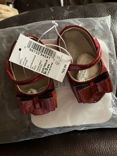 Infant crib shoes 0-3mo Christmas red patent! - Picture 3 of 5