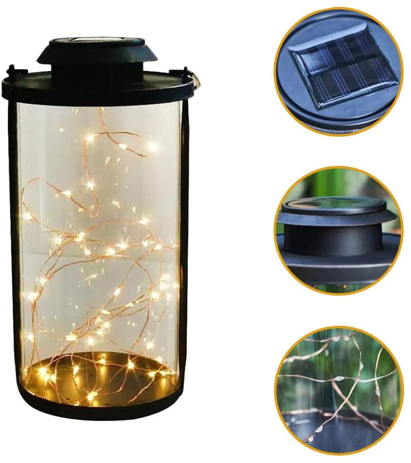 LED Glaszylinder Solarlaterne + Akku Laterne Dekolicht Glas Solarlampe Laterne - Bild 2 von 4