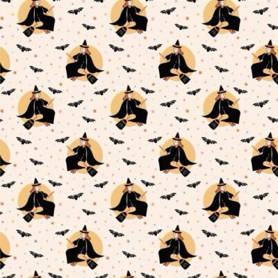 Fat Quarter Mohn Baumwolle Sweet Tooth Halloween Geist Hexe Fledermaus Baumwollstoff