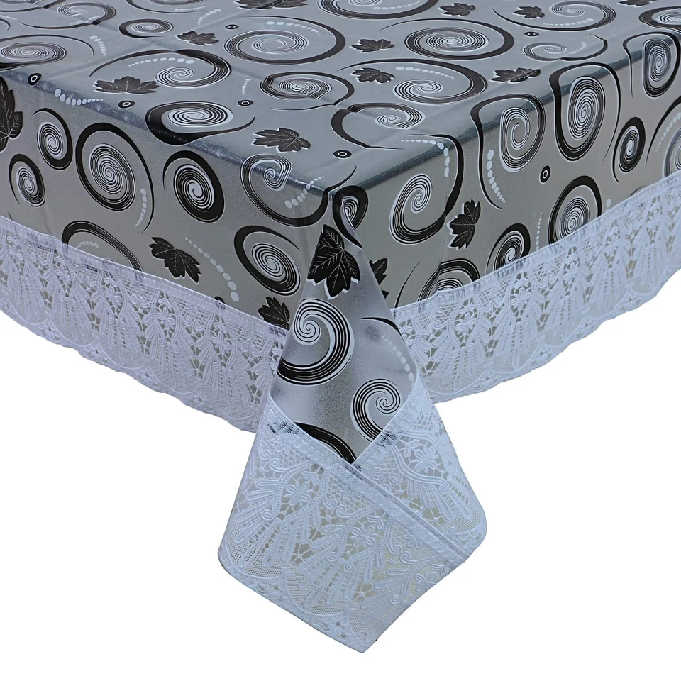 Waterproof Table Circle Print Dining Table Cover 6 Seater 90x60 Inch US - Image 3 of 4