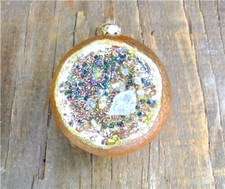 Cody Foster Christmas Ornament Faux Mercury Glass Geode Gold New
