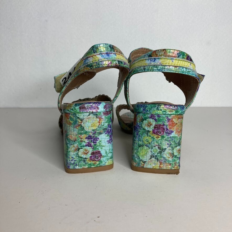 L'Artiste by Spring Step Vogeush Floral Heeled Sandal Sz 9 (40) 3" heel New