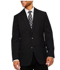 Stafford Mens Size 40 Regular Black Comfort Classic Fit Stretch Hopsack Blazer