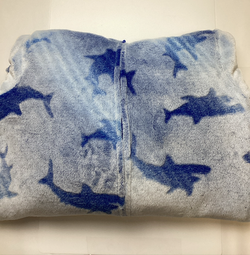 Saint Eve Youth Hooded Fleece Blanket Sleeper Blue Shark,Size: Small 7/8 -No Tag - Picture 8 of 8