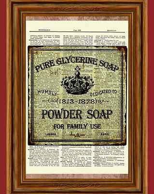Vintage Powder Soap Dictionary Art Print Poster Picture Bathroom Wall ...