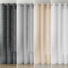 Sicily Linen Look Textured Voile Eyelet Curtain Panel 4 Colours 3 Drops 55"Wide