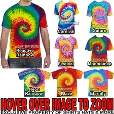 Mens Tie-Dye T-Shirt 100% PRESHRUNK Cotton Adult Tye Die Tee S, M, L, XL, 2X, 3X