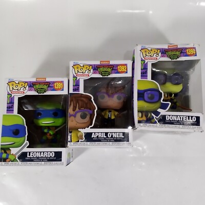 Funko Pop Ninja Turtles Donatello 1394 April O'Neil 1392 Leonardo 1391 (3PACK!)