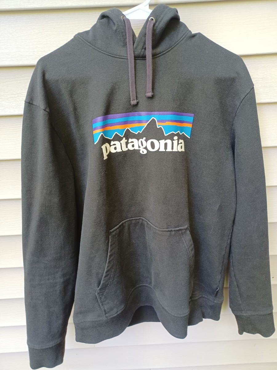 Patagonia P6 Uprisal Hoodie -Mens Medium- Blue Graphic Spell Out