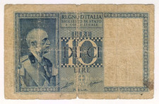 1935 Italy 10 Lire 417799 Paper Money Banknotes