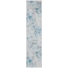Tulum Ivory/Blue 2 Ft. X 7 Ft. Rustic Distressed Runner Rug