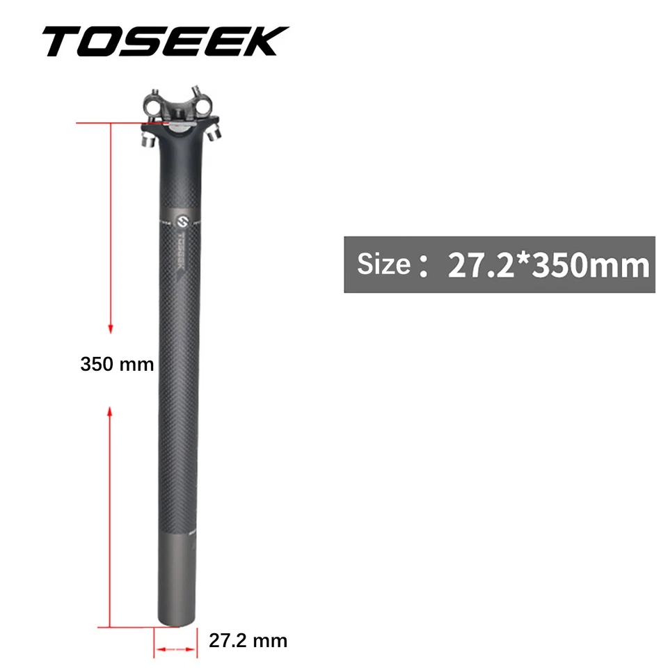 Tija de sillín de fibra de carbono 3K tubo carreras bicicleta de carretera tija de sillín 27,2 x 350 mm Foto 2 de 4