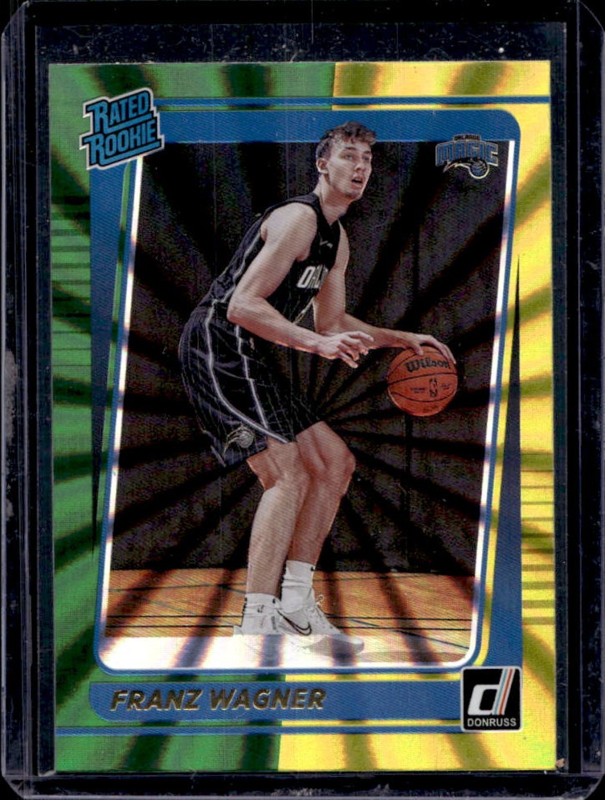 2021-22 Donruss Franz Wagner Holo Green and Yellow Laser RC #235 Magic