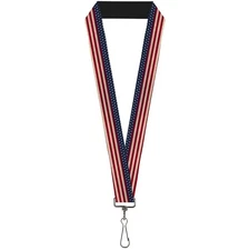 Buckle-Down Lanyard-1.0"-American Flag Stripe 22" x 1" Multicolor