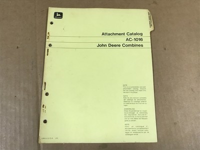 Vintage John Deere Combines - Attachment Catalog - AC-1016