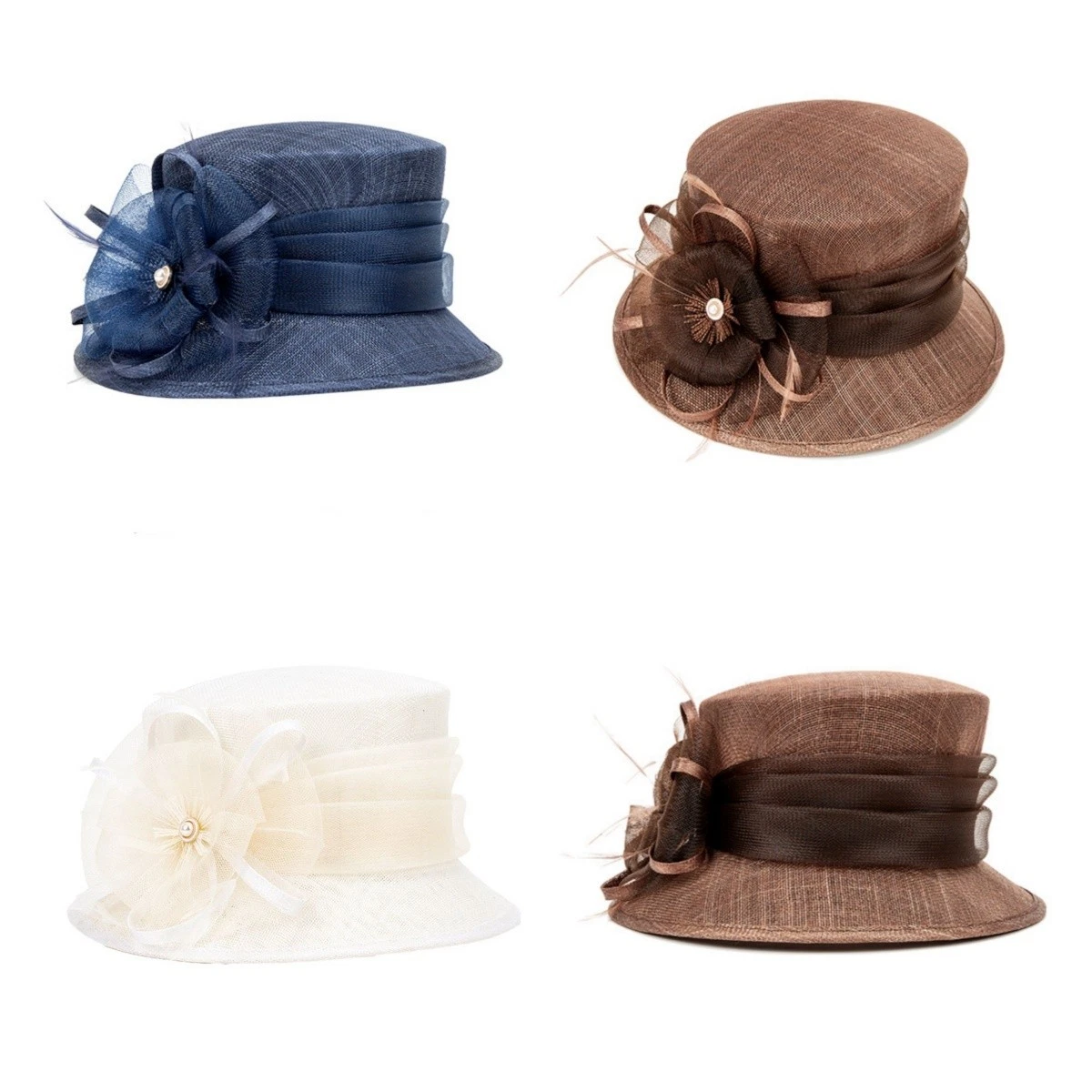 Women Flax Sun-Hats Top Hat Derby Dress Church Cloche Hat for Tea Party Bride
Opens in a new window