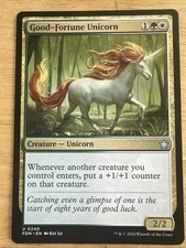 MTG Magic the Gathering Good-Fortune Unicorn (240/789) Foundations NM
