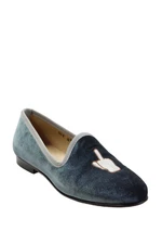 Del Toro Womens Slip On Round Toe Velvet Loafers Gray Size 6.5