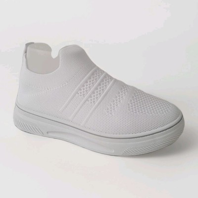Damen weiße Socken Turnschuhe Slipper Stretch Komfort Gehen Schuhe Größe 3 bis 8