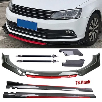 Carbon Fiber R Front Lip Bumper splitter Side Skirt For VW Passat Scirocco Golf