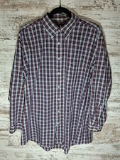 Stafford Mens Dress Shirt Size 17 32-33 Easy Care Broadcloth Red/Blue