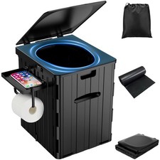 Portable Toilet for Adults, Extra Large 15.4"H Foldable Camping with Detachable