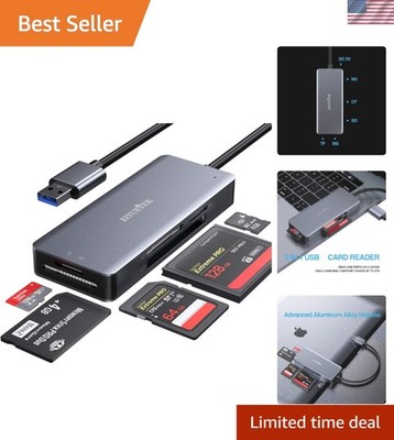 Compact USB 3.0 Memory Card Reader - 5-in-1 with Intelligent Protection Features
