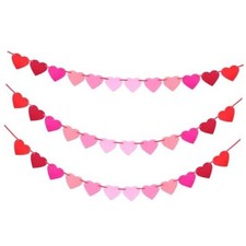 3 Packs Valentines Day Felt Heart Garland Banners  Valentines Day Decorations