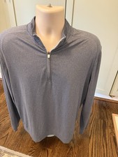 johnnie-O Performance 1/4 Zip Pullover, Long Sleeves, Men  s Size Medium Blue