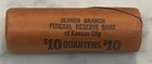 1964 D BU Original Bank Wrapped Roll Silver Washington Quarters Fed Reserve Bank