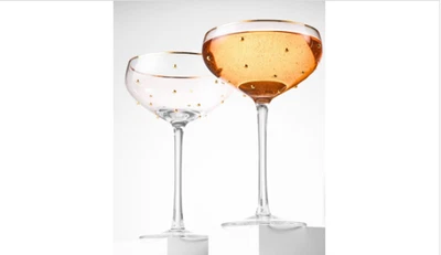 Godinger Gold Pearl Coupe Glasses, Set of 2