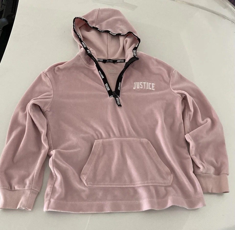JERSEY CON CAPUCHA DE TERCIOPELO ROSA 1/4 CREMALLERA PARA NIÑAS DE JUSTICIA TALLA 8 Foto 2 de 4