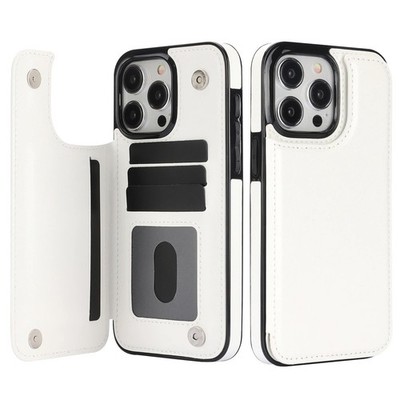 Premium Leder Wallet Case iPhone 16 15 14 Pro Max Kartenfach Flip Ständer Cover