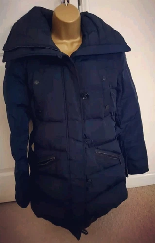 Cappotto lungo con cappuccio Michael Kors blu navy taglia S