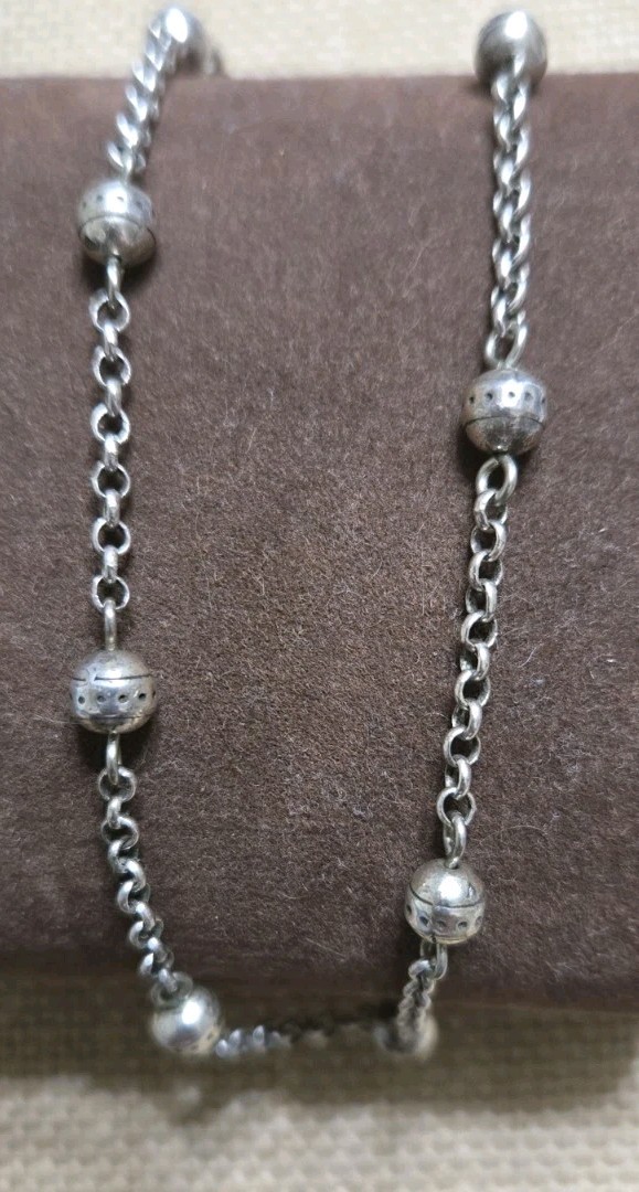 Brighton Silvertone Bead Anklet. Toggle Clasp Hea… - image 1