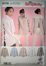 Simplicity 8416 Misses Shirt Sizes 16 18 20 22 24 UNCUT FF