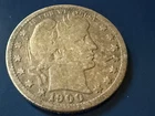 1900- P Philadelphia Barber Quarter Circulated 25C 90% Silver VG Look!
