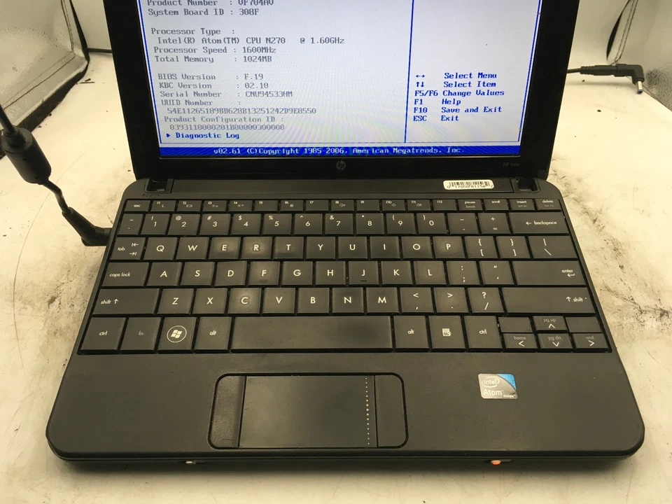 HP MINI 110 1100 - BOOTS TO BIOS - INTEL ATOM N270 - 1GB RAM - 10" - READ - BB - Image 3 of 4