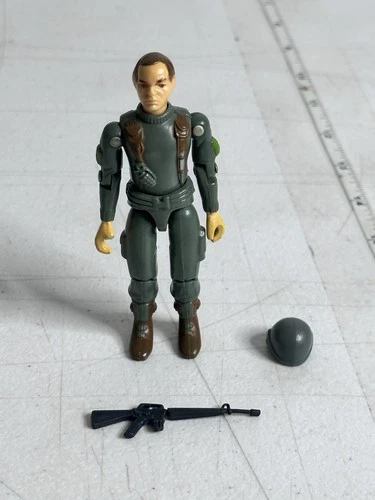 Vintage 1982 Hasbro Military Action Figure Rifle Helmet Green Jumpsuit Soldier