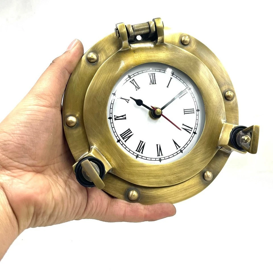 Horloge Double Face Style Chemin De Fer – Vintage Industriel, Laiton Et Aluminium, Idéale Pour Déco Atelier Ou Gare